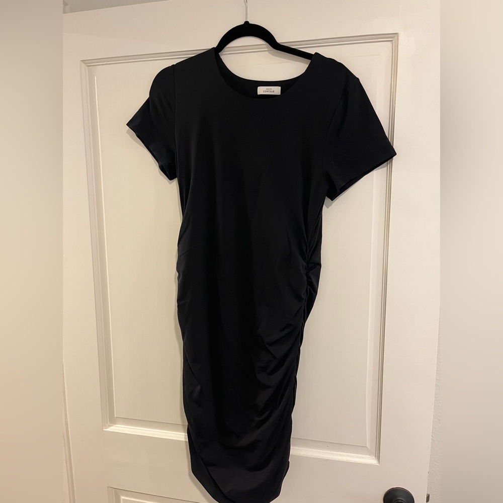 Aritzia Black Sheath Midi Dress Crew Neck